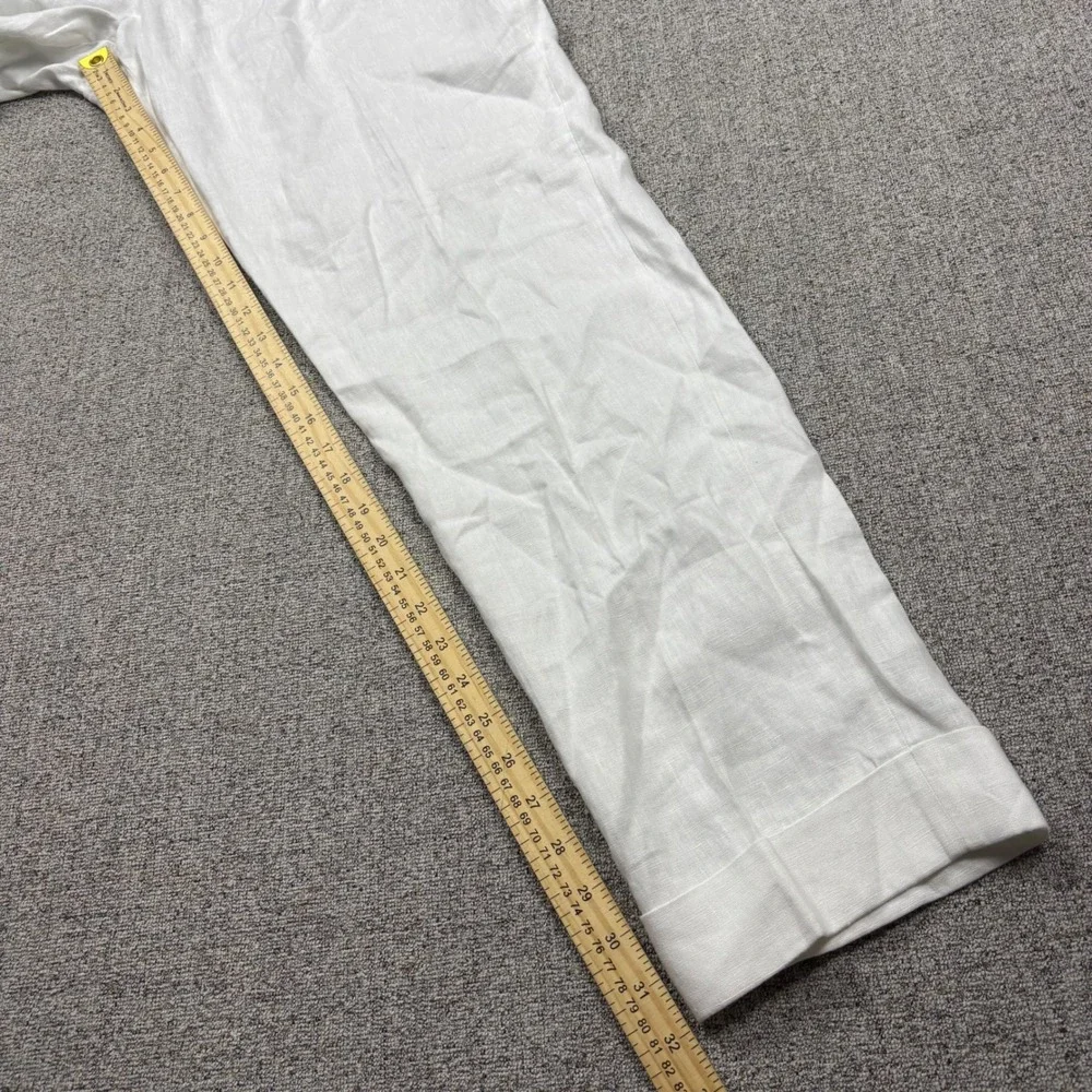 Collars & Co. Linen Trousers Mens 38x32 Amalfi White Side Adjusters Beach Summer